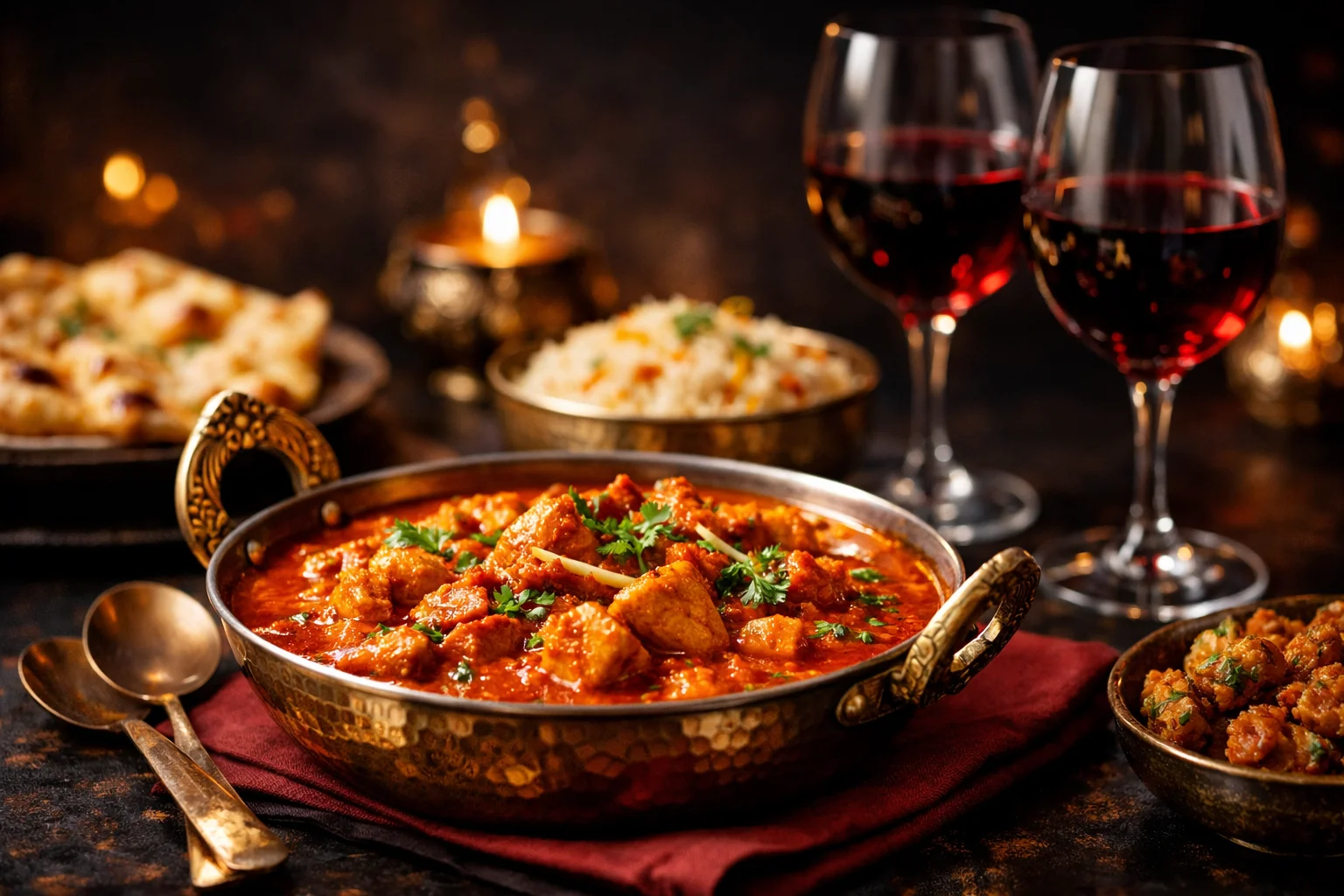 Wine and curry at Eastern Eye